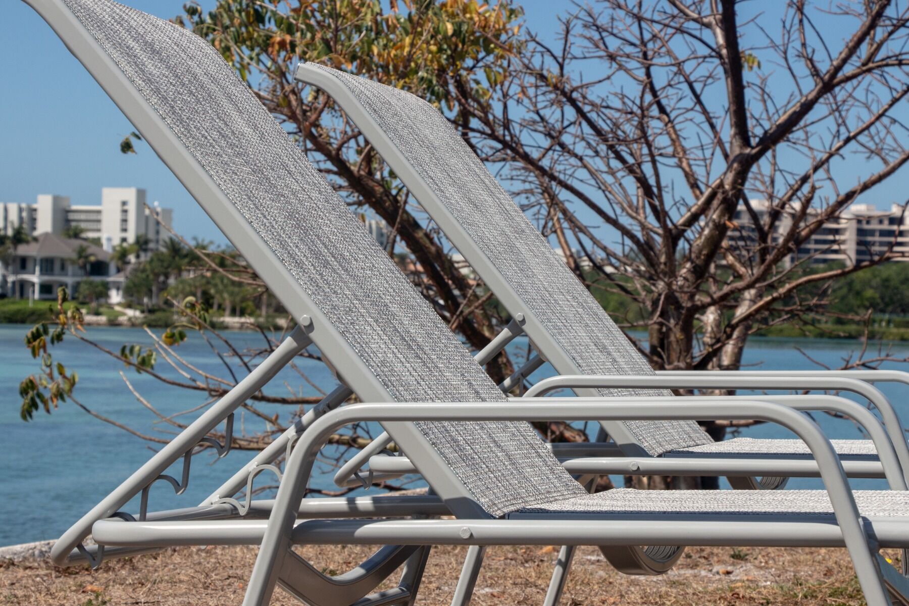 Bonaire Sling Chaise Lounge with Round Aluminum Frame