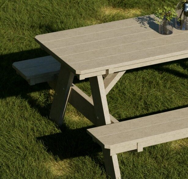 Heritage 72" Picnic Table with Attached Benches