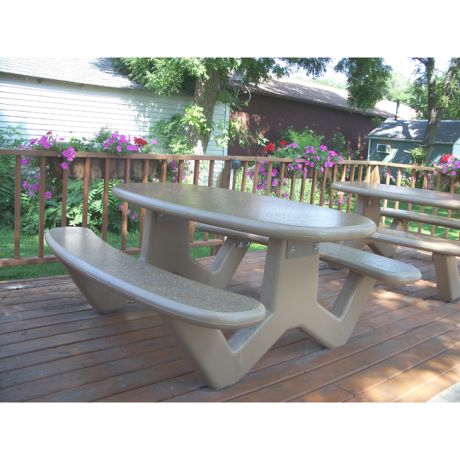 Concrete Oval Top Table with Y-Leg Base