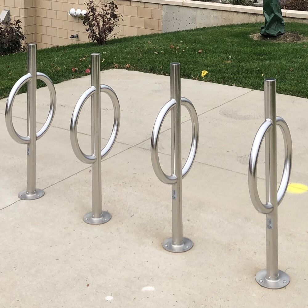Post and Ring Style Bike Rack, 2 Bike Capacity, Galvanized
