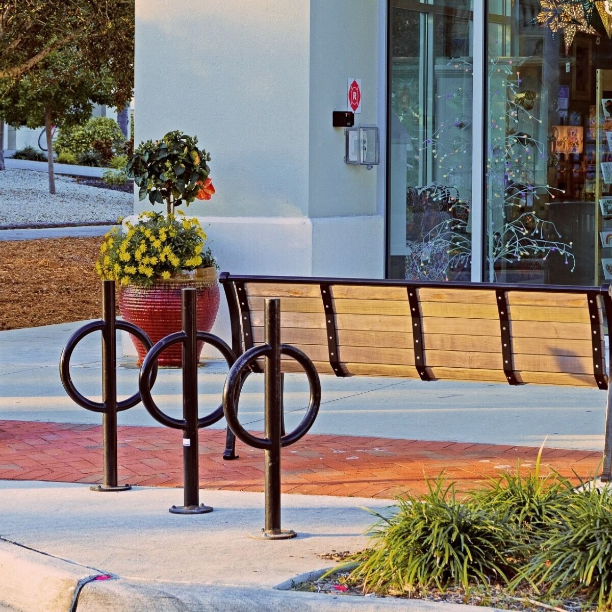 Post and Ring Style Bike Rack, 2 Bike Capacity, Powder Coated