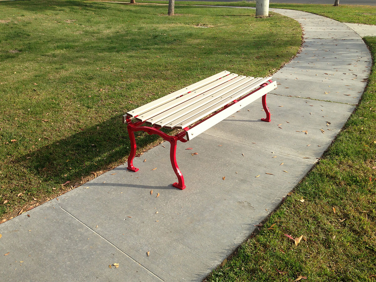 Iron Valley Slatted Backless Bench with Aluminum Slat Seat