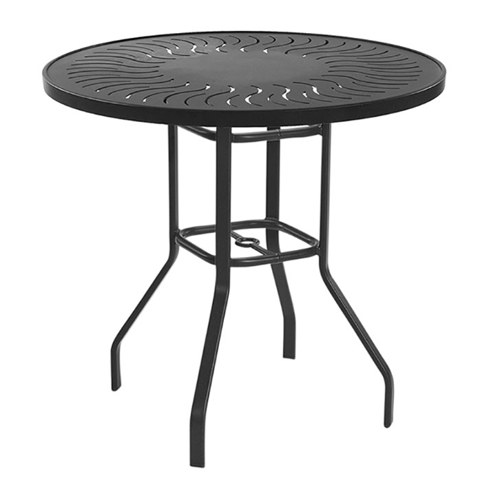 Round Sunburst Top Balcony Table, With Umbrella Hole