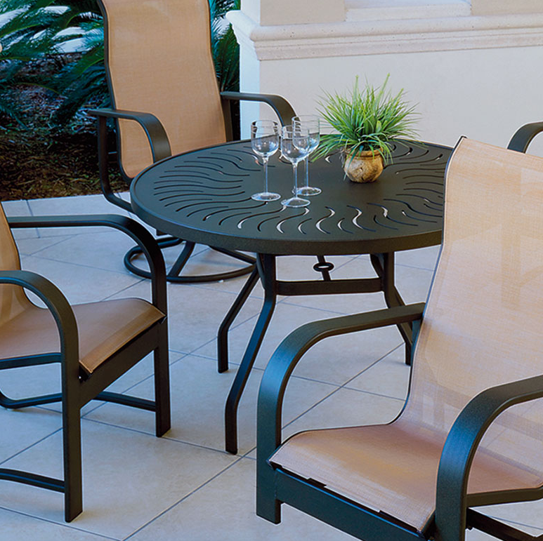 Round Sunburst Top Dining Table, With Umbrella Hole