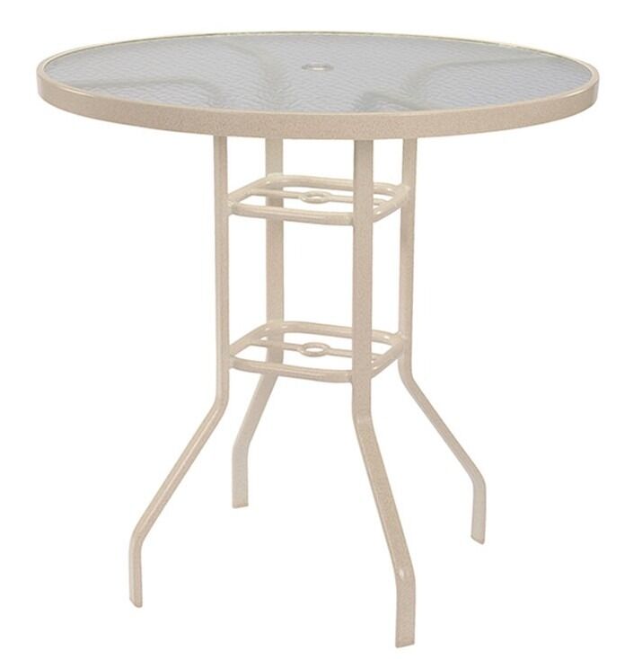 42" Round Acrylic Top Balcony Table, With Umbrella Hole