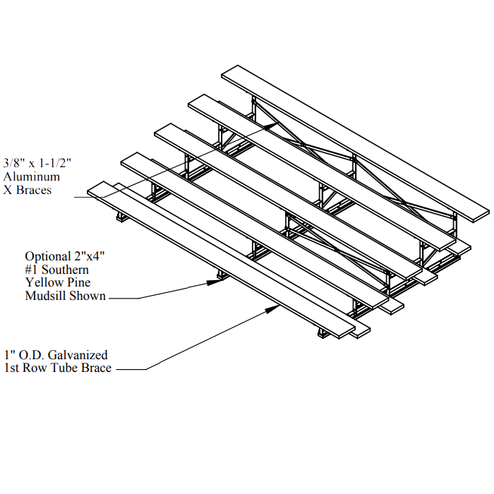 Basic 5 Row 6" Low Rise Bleachers