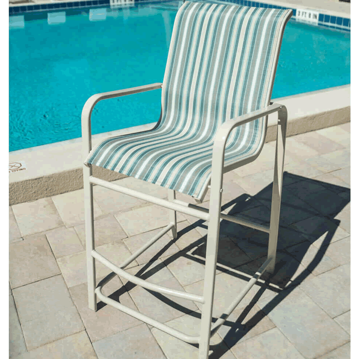 Bonaire Sling Barstool with Arms with Flat Aluminum Frame