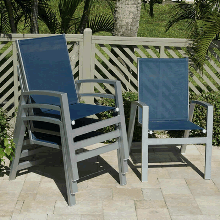 Malibu Sling Dining Chair with Rectangular Aluminum Frame