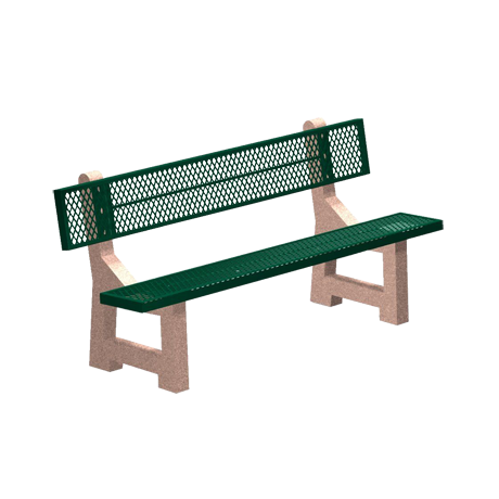 PBM Series Lakeside Concrete Bench with Metal Mesh Seat and Back