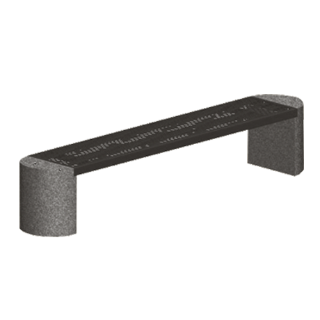 HC Series Bookends Bench with Concrete Half-Cylinder Legs and Metal Mesh Seat