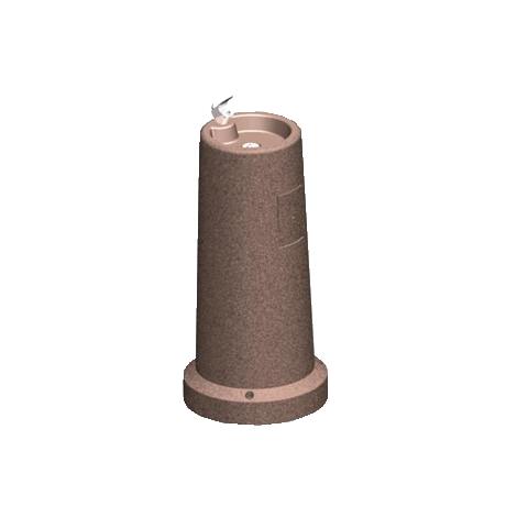 Vertical Upright Cylindrical Concrete Drinking Fountain with Freezeproof Plumbing