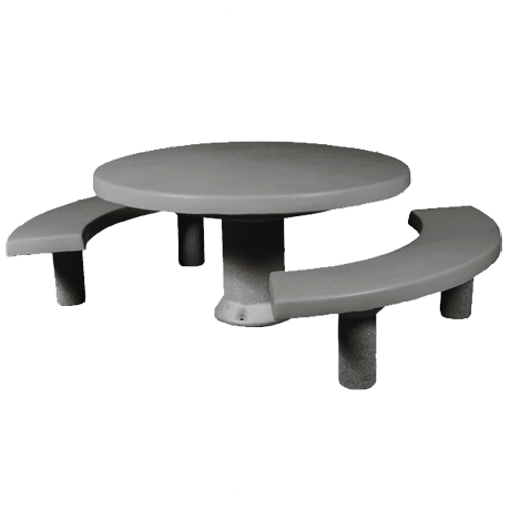 Concrete Round Top Pedestal Table with Unattached Seats