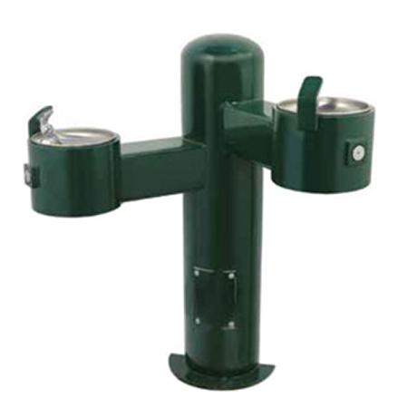 Wall Mount Barrier Free Round Metal Pedestal Dual Bubblers Drinking Fountain with Standard Valve System