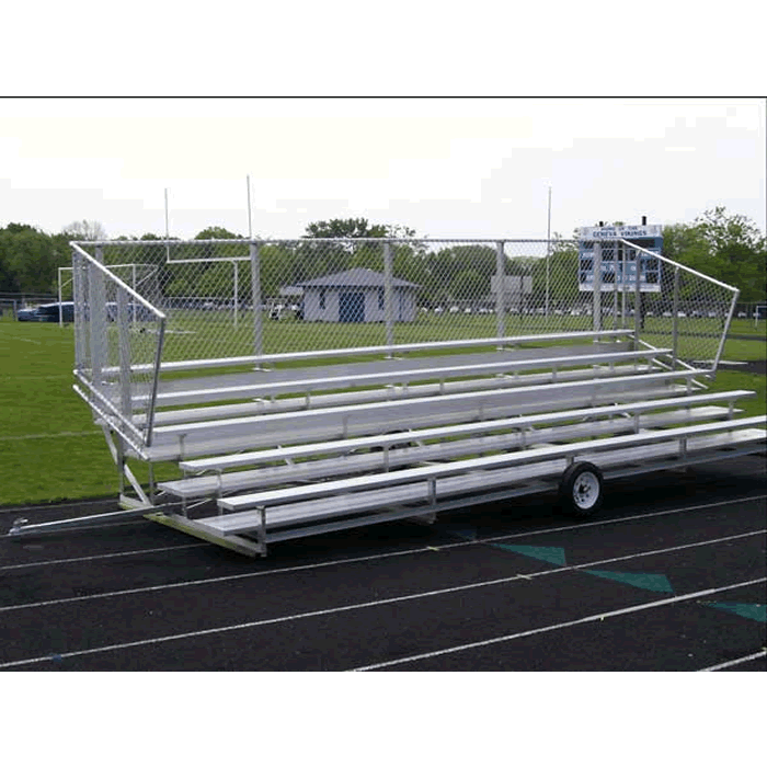 5 Row Transportable "Preferred" Bleacher with Aluminum Frame and Chain-Link Guardrail