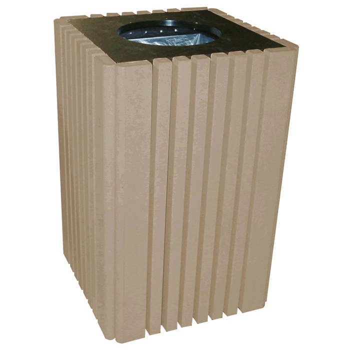 Tall 40 Gallon Square Trash Receptacle with Rain Cap