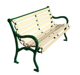 Iron Valley Slatted Bench with Aluminum Slat Seat and Back