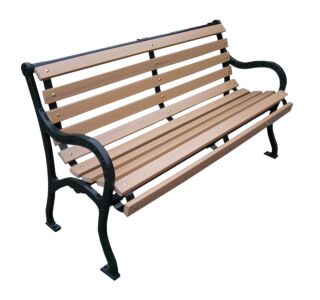 Iron Valley Slatted Bench with Recycled Plastic Slat Seat and Back