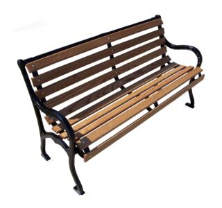 Iron Valley Slatted Bench with Wood Slat Seat and Back