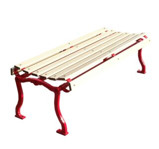 Iron Valley Slatted Backless Bench with Aluminum Slat Seat