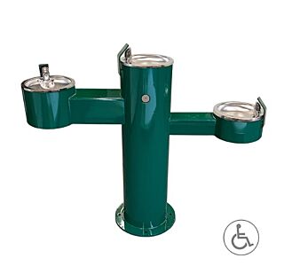 Barrier Free Round Metal Pedestal Triple Bubblers Drinking Fountain with Standard Valve System