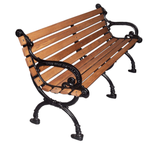 Victorian Bench with Wood Slat Seat and Back
