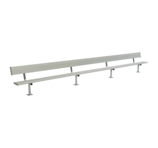 Permanent Players Bench With Steel Legs, With Backrest, In-Ground Mount